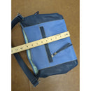 The Sak Leather Shoulder Bag In Blue & Navy With Tassel Accents And Zip Closure 14" X 10".