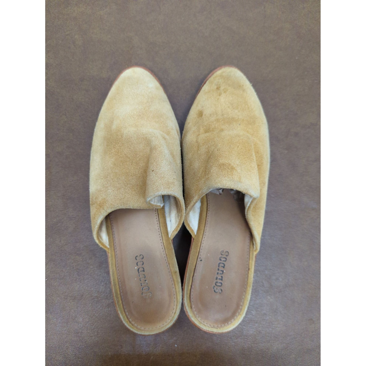 Soludos Womens Tan Suede Mules Size 7 Slip-On Shoes
