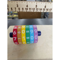 Educational Math & Word Spinning Cylinder Toy For Kids Wooden Multi-Color 4 Inches Tall