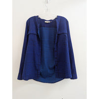 Calvin Klein Womens Blue & Black Houndstooth Button-Up Long Sleeve Shirt Blouse