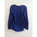 Calvin Klein Womens Blue & Black Houndstooth Button-Up Long Sleeve Shirt Blouse
