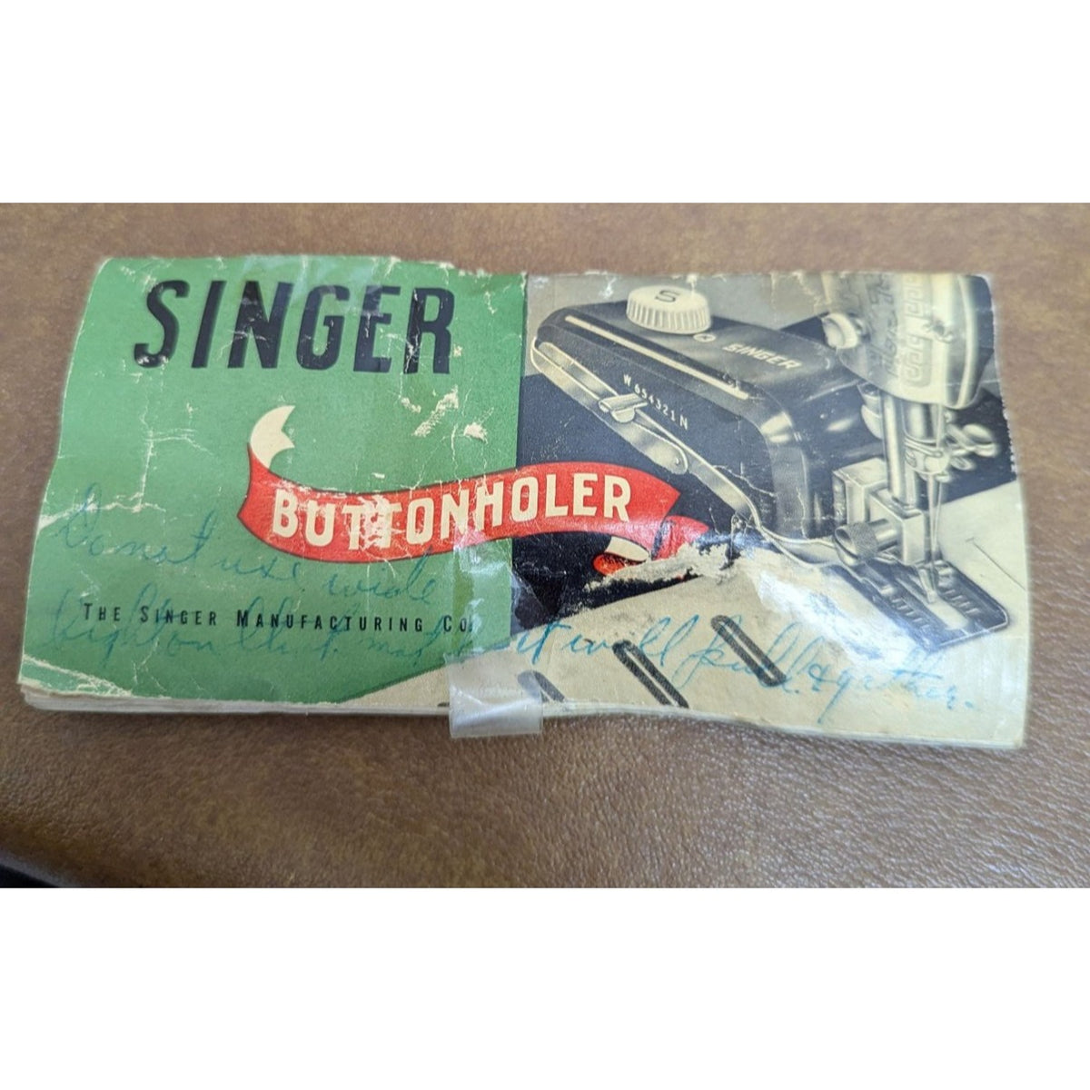 Vintage Singer Buttonholer Sewing Machine Attachment Green Case Collectible Sewi