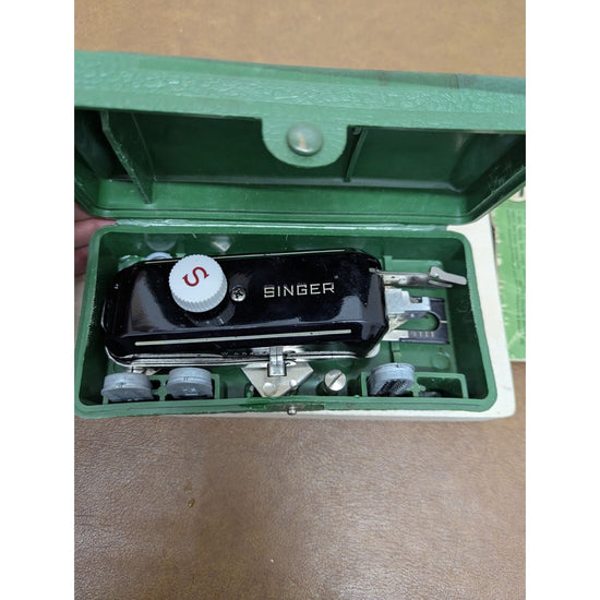 Vintage Singer Buttonholer Sewing Machine Attachment Green Case Collectible Sewi