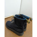 Dr. Martens Combs Cap 6 US Womens Black Combat Boots With Blue Lining & Pull Tabs