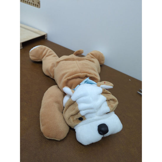 Ty Beanie Baby Wrinkles The Bulldog Plush 12" Brown & White Dog With Tags