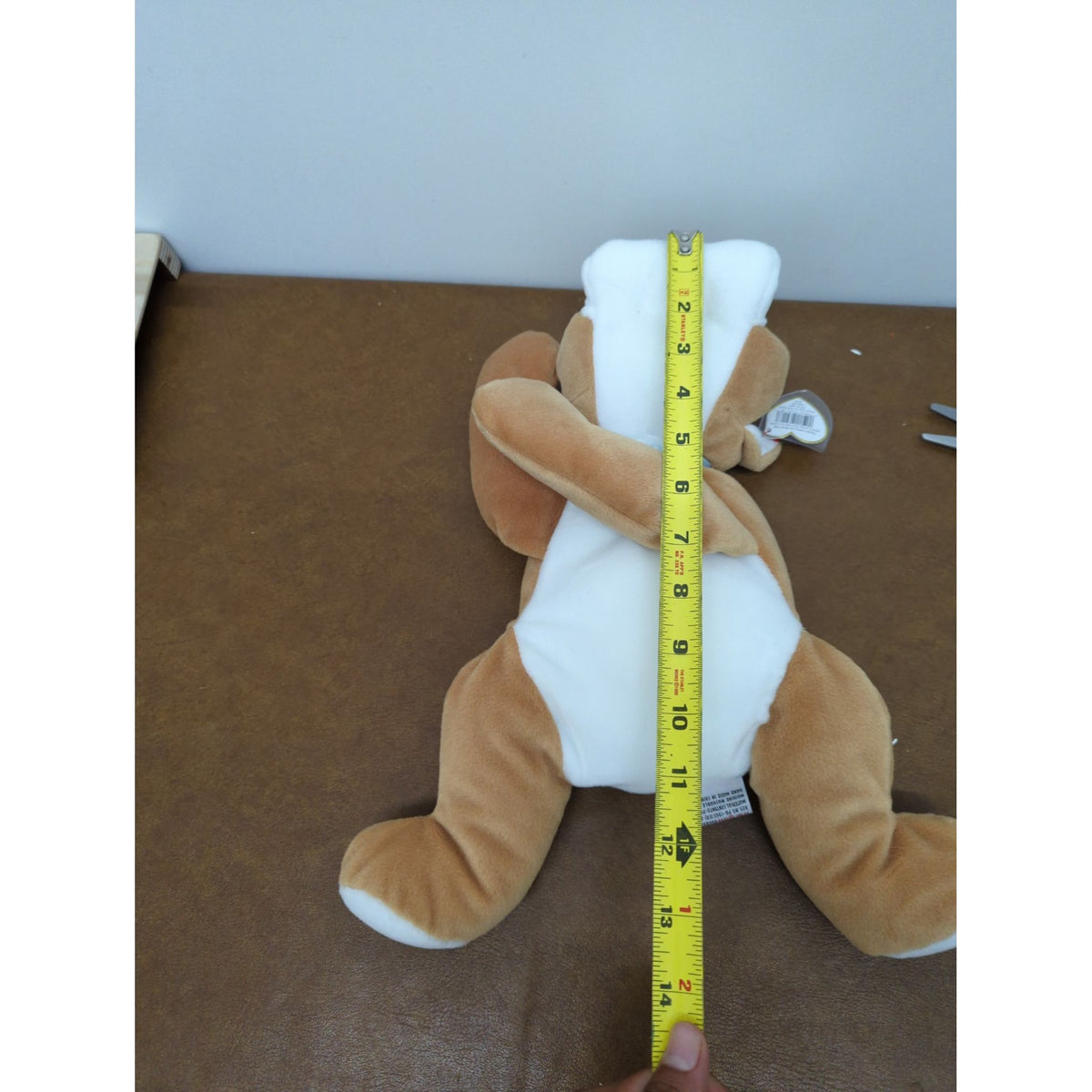 Ty Beanie Baby Wrinkles The Bulldog Plush 12" Brown & White Dog With Tags