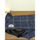 SmartPak Plaid Dog Coat 28" Navy With Quilted Lining & Adjustable Straps