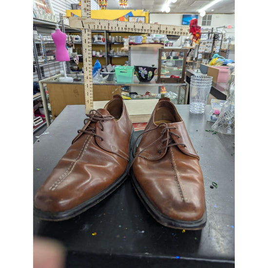 Mens Brown Leather Oxford Dress Shoes With Lace-Up Design
