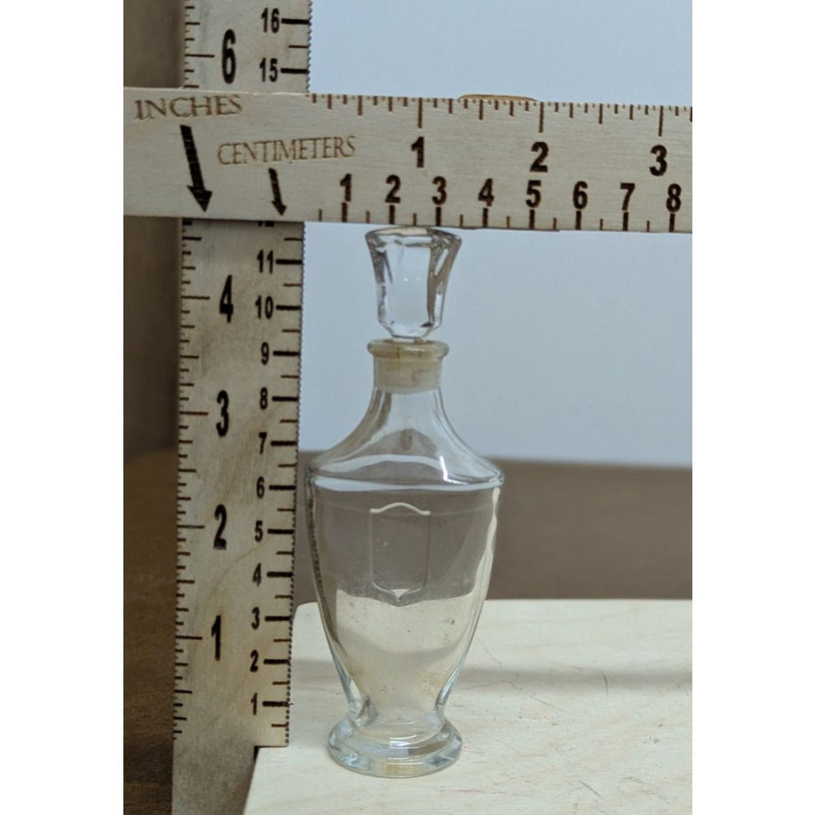 Vintage Clear Glass Perfume Bottle With Stopper 3.5 Inches Tall