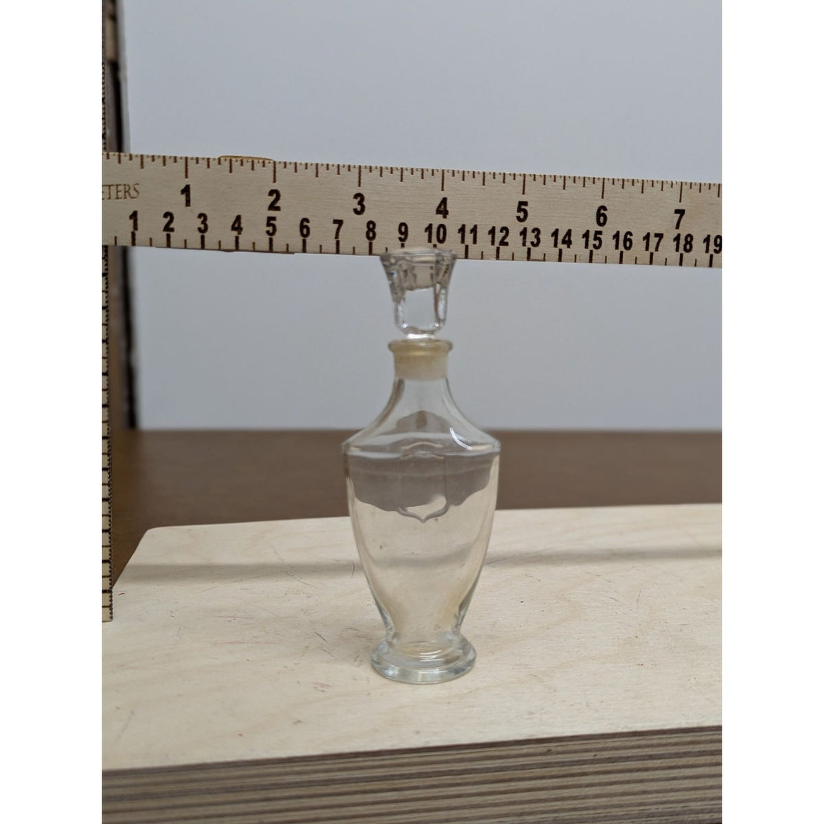 Vintage Clear Glass Perfume Bottle With Stopper 3.5 Inches Tall
