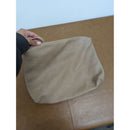 Madison West Beige Faux Leather Wristlet Clutch With Black & White Geometric Lining And Zip Closure