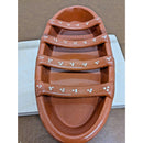 Handcrafted Terracotta Boat Serving Dish With Decorative White Dot Pattern