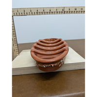 Handcrafted Terracotta Boat Serving Dish With Decorative White Dot Pattern