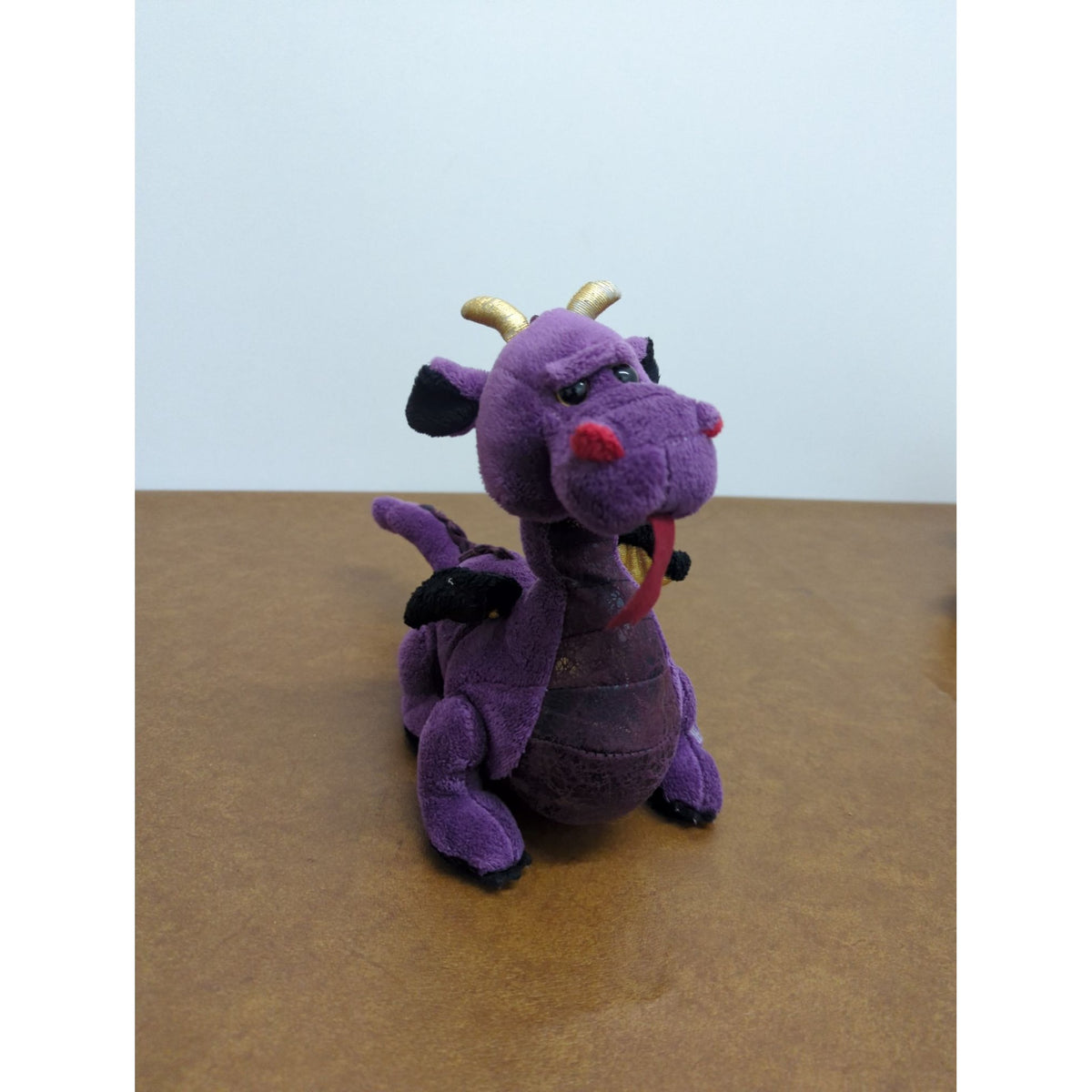 Ganz Purple Plush Dragon Toy With Gold Horns & Black Wings 8" Stuffed Animal