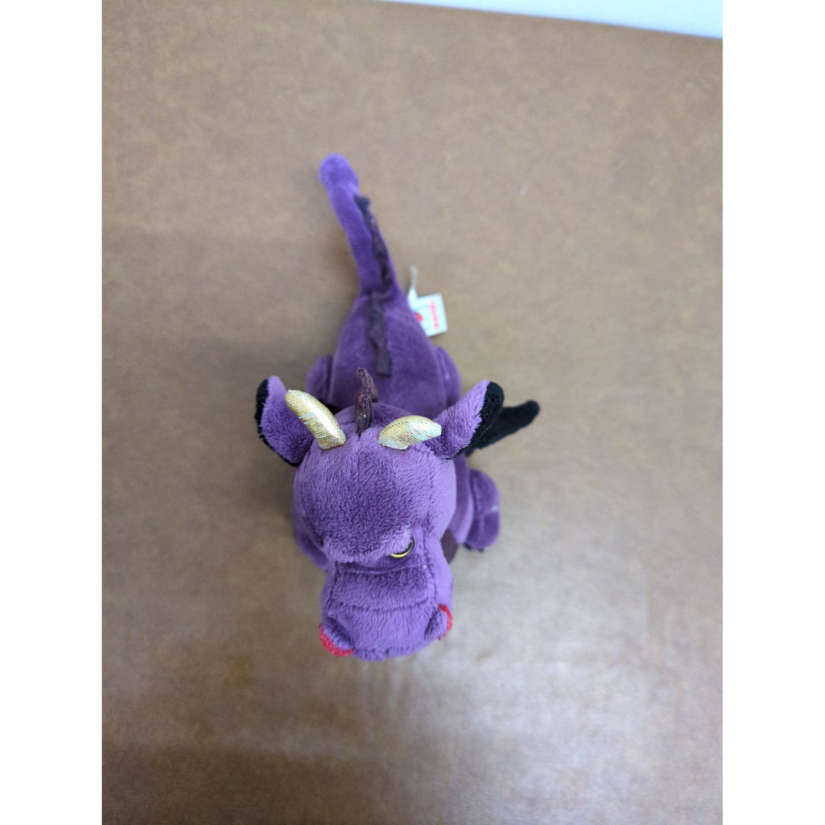 Ganz Purple Plush Dragon Toy With Gold Horns & Black Wings 8" Stuffed Animal