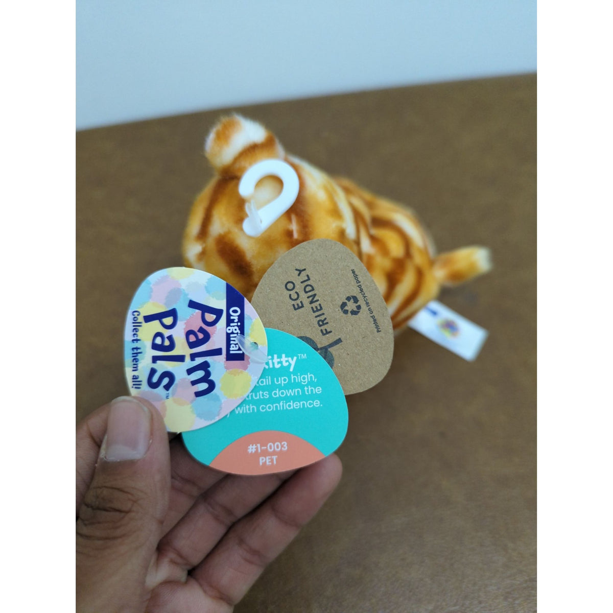 Palm Pals Kitty Plush Toy - Eco-Friendly 5" Orange & White Cat Stuffed Animal