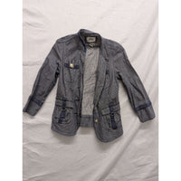 Womens Live A Little Blue Striped Jacket Size S Cotton/Spandex