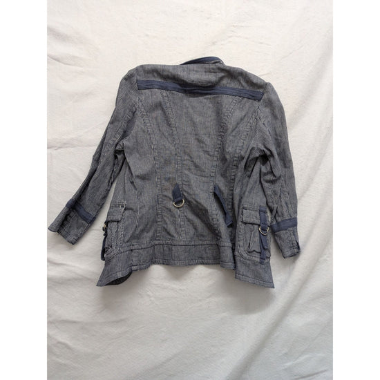 Womens Live A Little Blue Striped Jacket Size S Cotton/Spandex