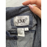 Womens Live A Little Blue Striped Jacket Size S Cotton/Spandex