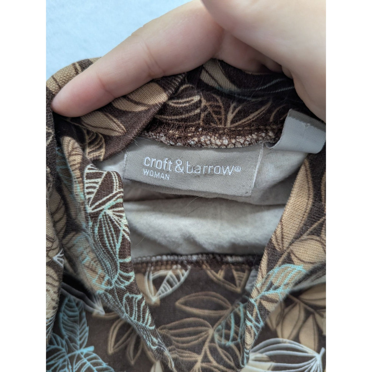 Womens Croft & Barrow Leaf Print Long Sleeve Top Size S