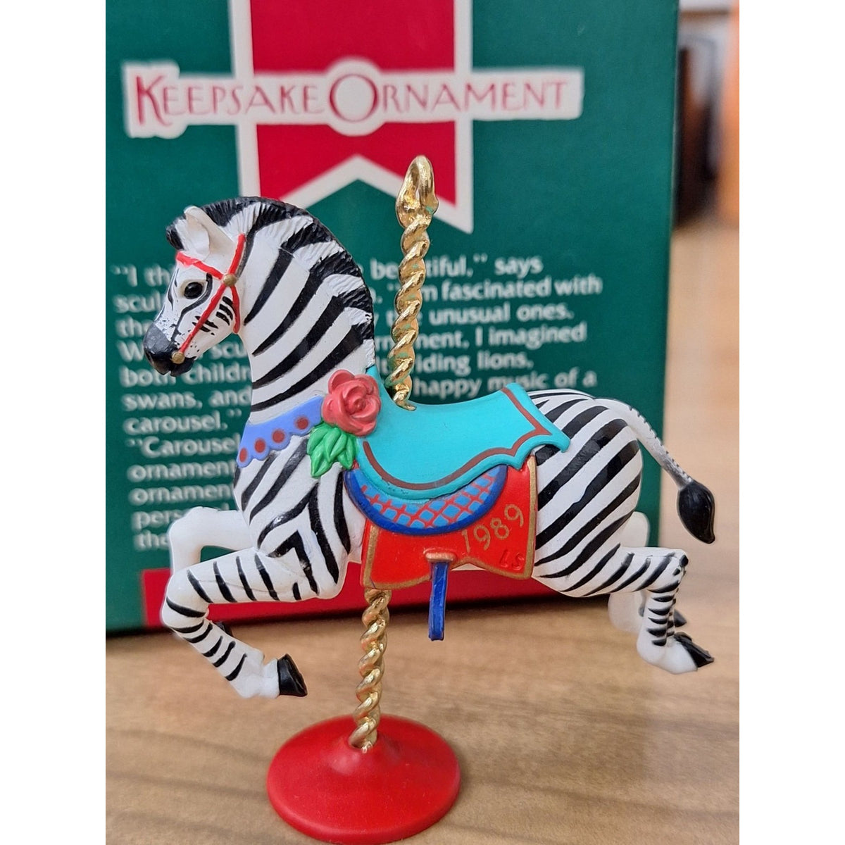 Hallmark 1989 Carousel Zebra Keepsake Ornament By Linda Sickman