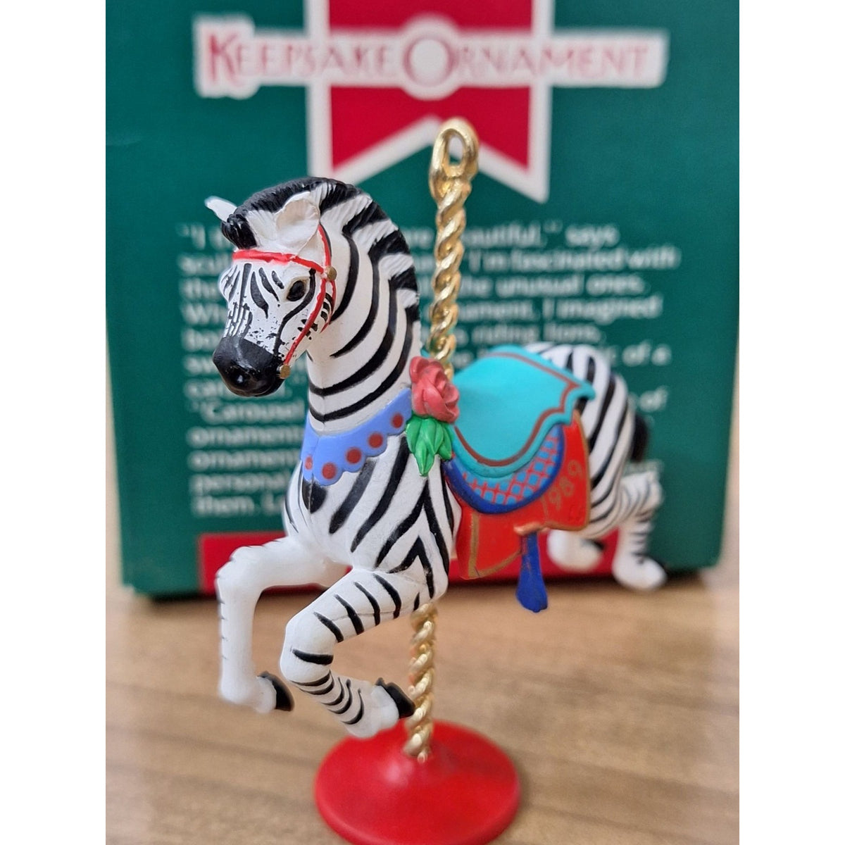 Hallmark 1989 Carousel Zebra Keepsake Ornament By Linda Sickman
