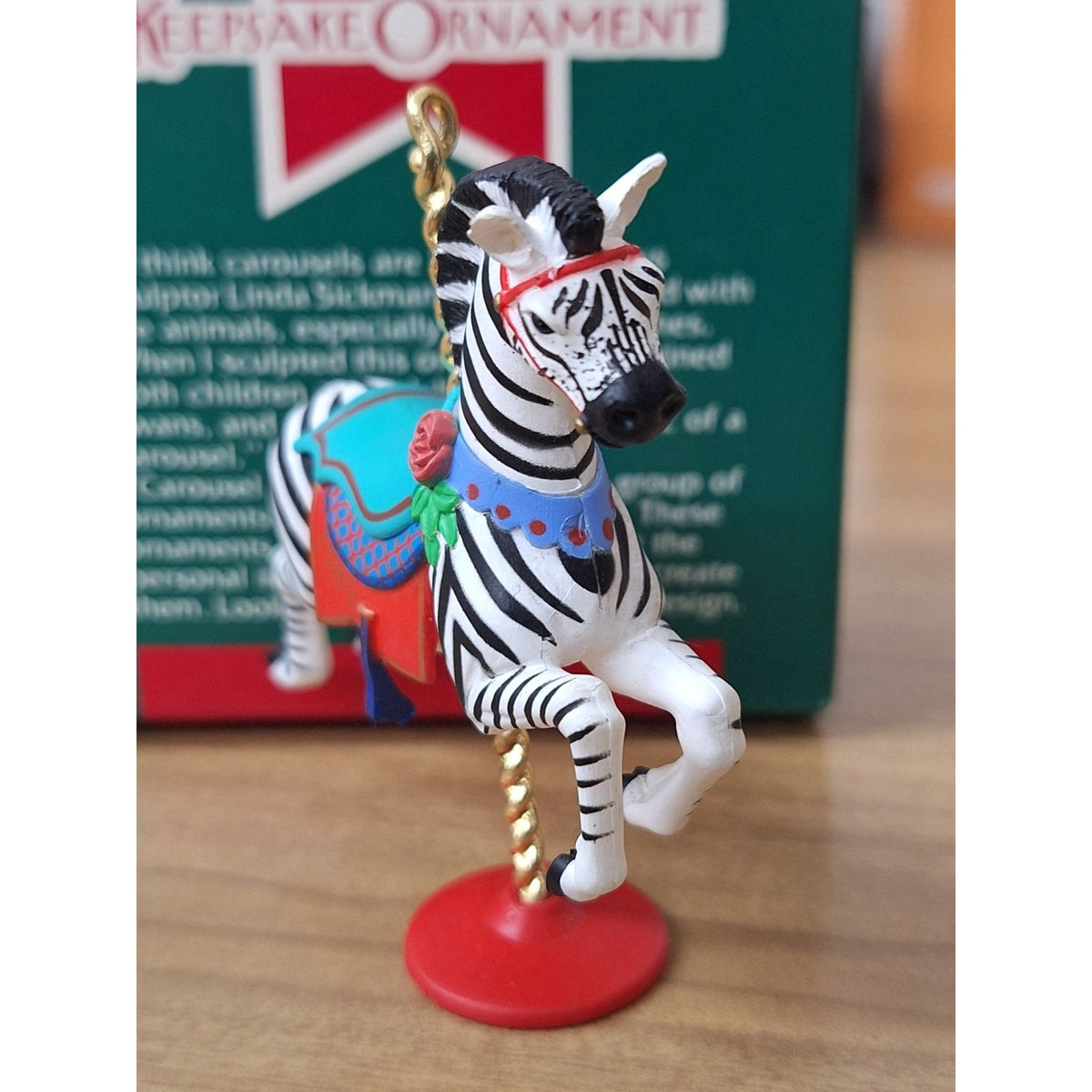 Hallmark 1989 Carousel Zebra Keepsake Ornament By Linda Sickman
