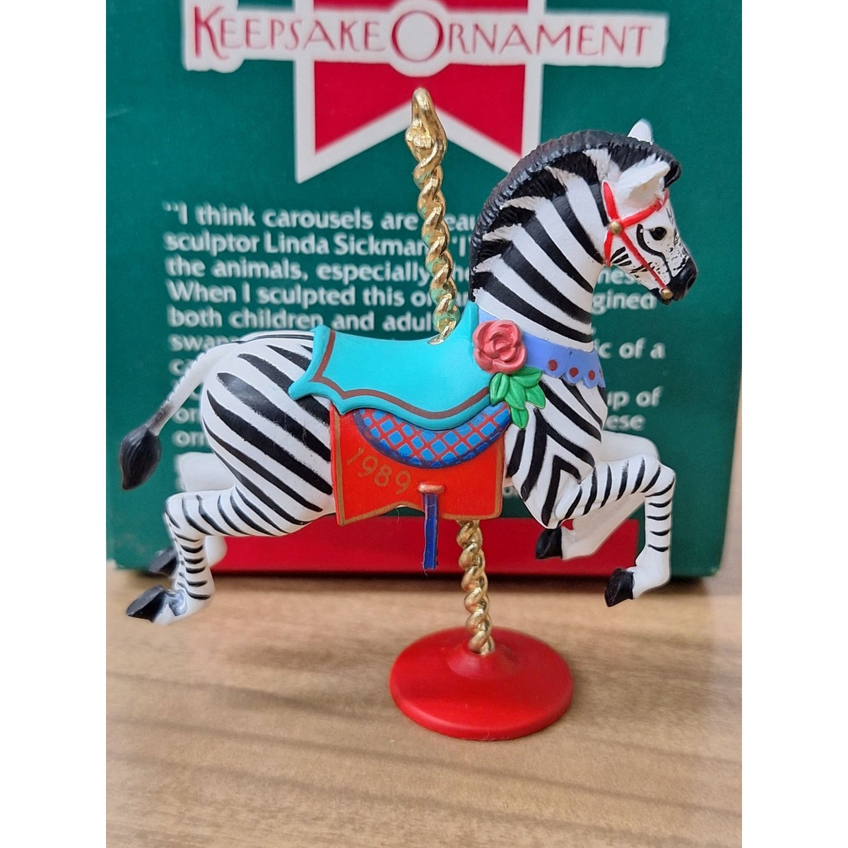 Hallmark 1989 Carousel Zebra Keepsake Ornament By Linda Sickman