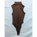 Cider Sleeveless Turtleneck Bodysuit In Chocolate Brown Modal Blend