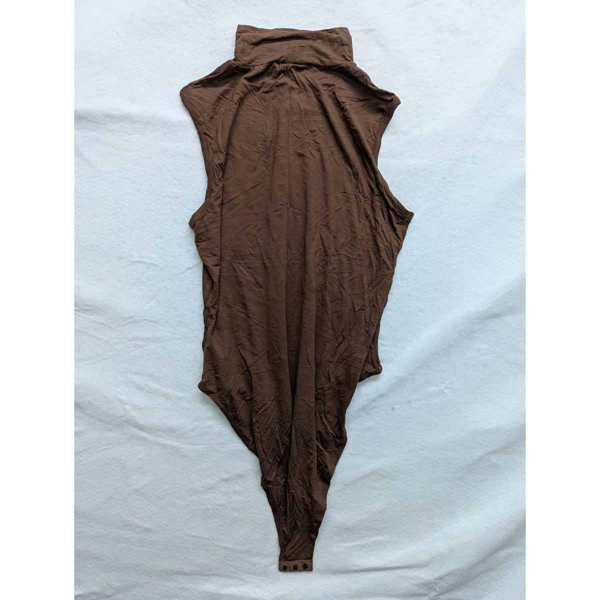 Cider Sleeveless Turtleneck Bodysuit In Chocolate Brown Modal Blend