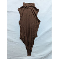 Cider Sleeveless Turtleneck Bodysuit In Chocolate Brown Modal Blend