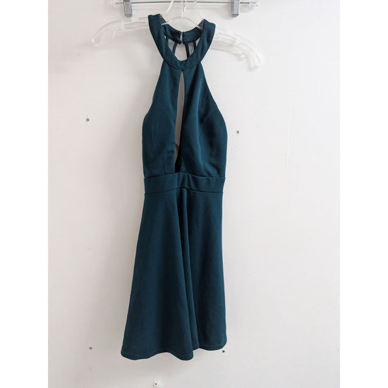 Teal Halter Skater Dress By Windsor