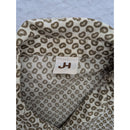 Vintage H Pattern Button-Up Long Sleeve Blouse Size S Beige/Brown