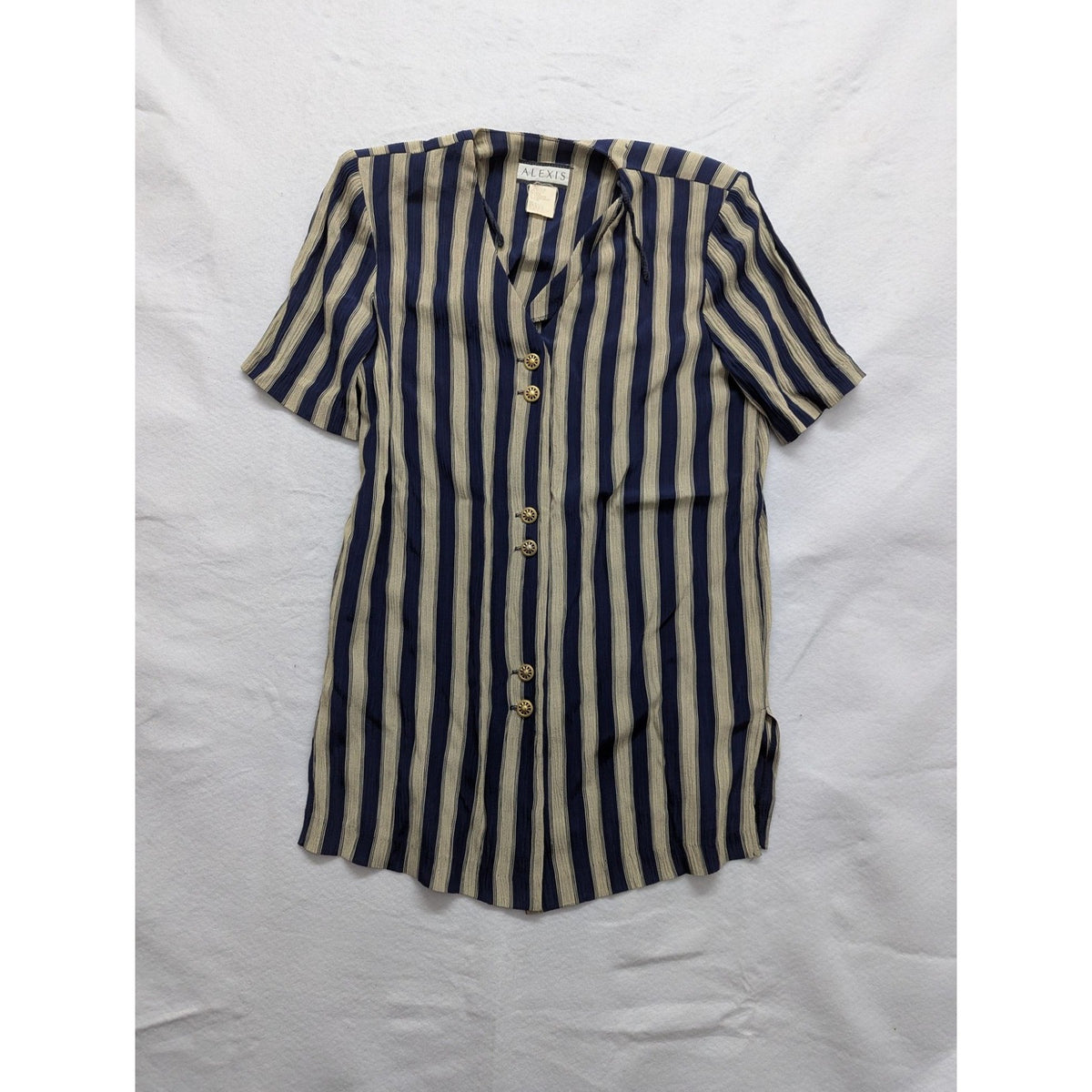 Alexis Womens Striped Button-Up Shirt Dress