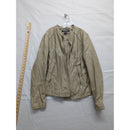 Kenneth Cole Reaction Beige Faux Leather Moto Jacket XXLG With Zip Pockets & Snap Collar