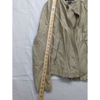 Kenneth Cole Reaction Beige Faux Leather Moto Jacket XXLG With Zip Pockets & Snap Collar