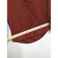Ann Taylor Factory Womens XS Button-Front Long Sleeve Blouse In Rust Red Polyester