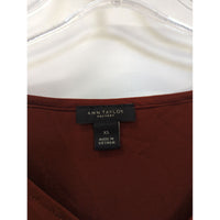 Ann Taylor Factory Womens XS Button-Front Long Sleeve Blouse In Rust Red Polyester