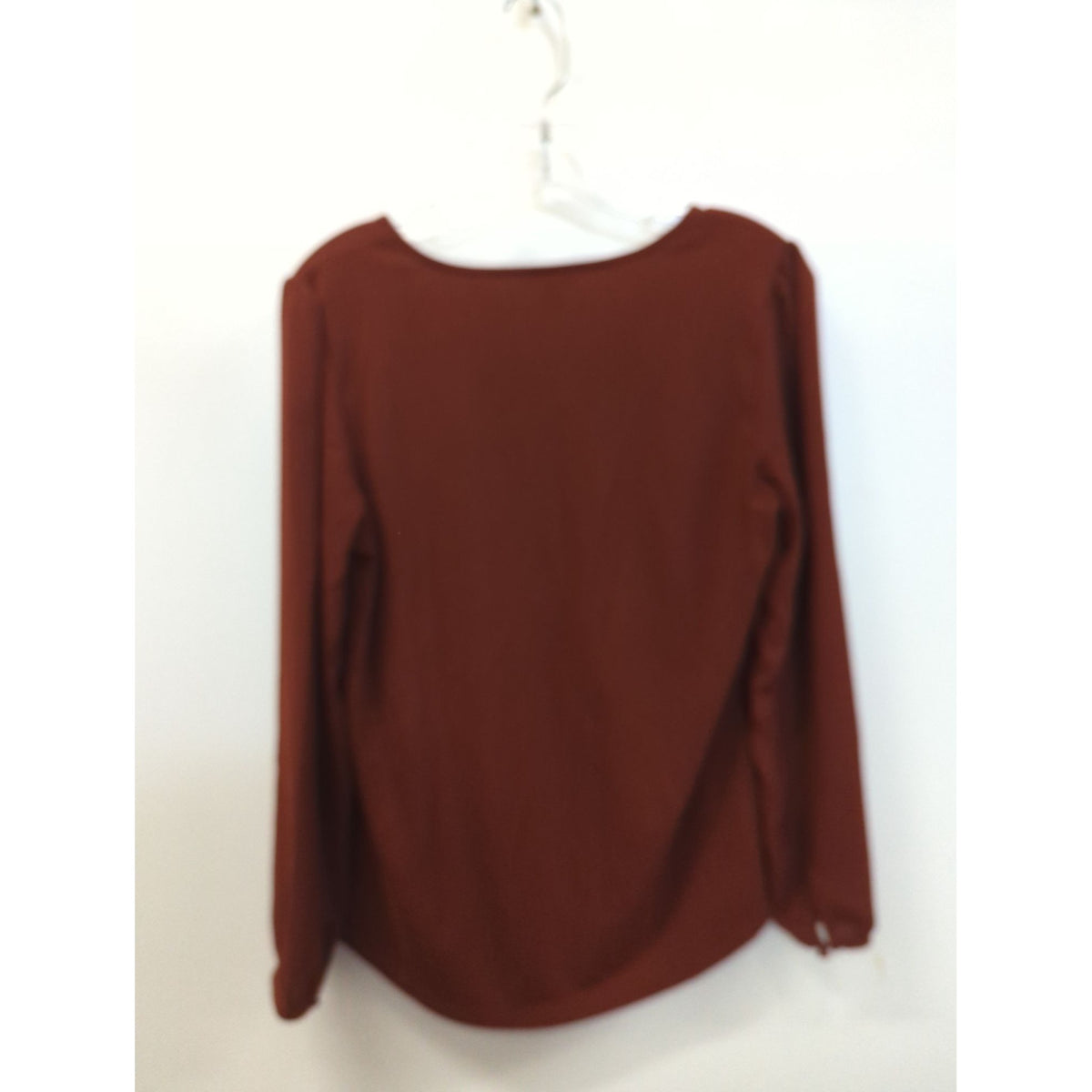 Ann Taylor Factory Womens XS Button-Front Long Sleeve Blouse In Rust Red Polyester