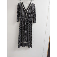 Black White Polka Dot Wrap Dress By Studio S With Trim Detail