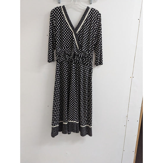 Black White Polka Dot Wrap Dress By Studio S With Trim Detail