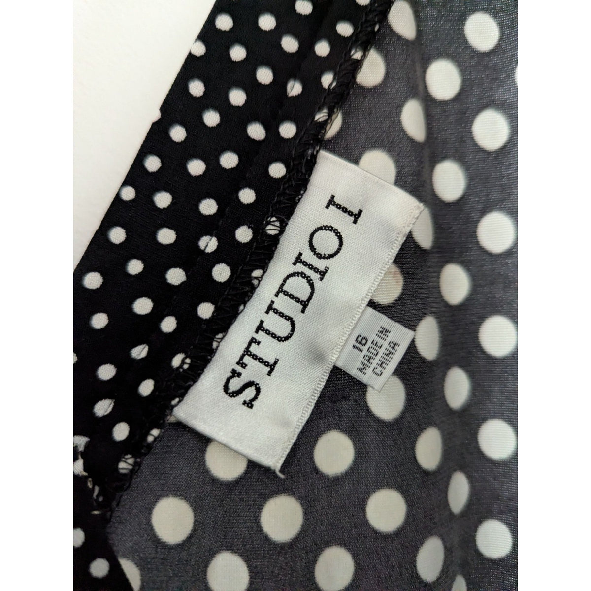 Black White Polka Dot Wrap Dress By Studio S With Trim Detail