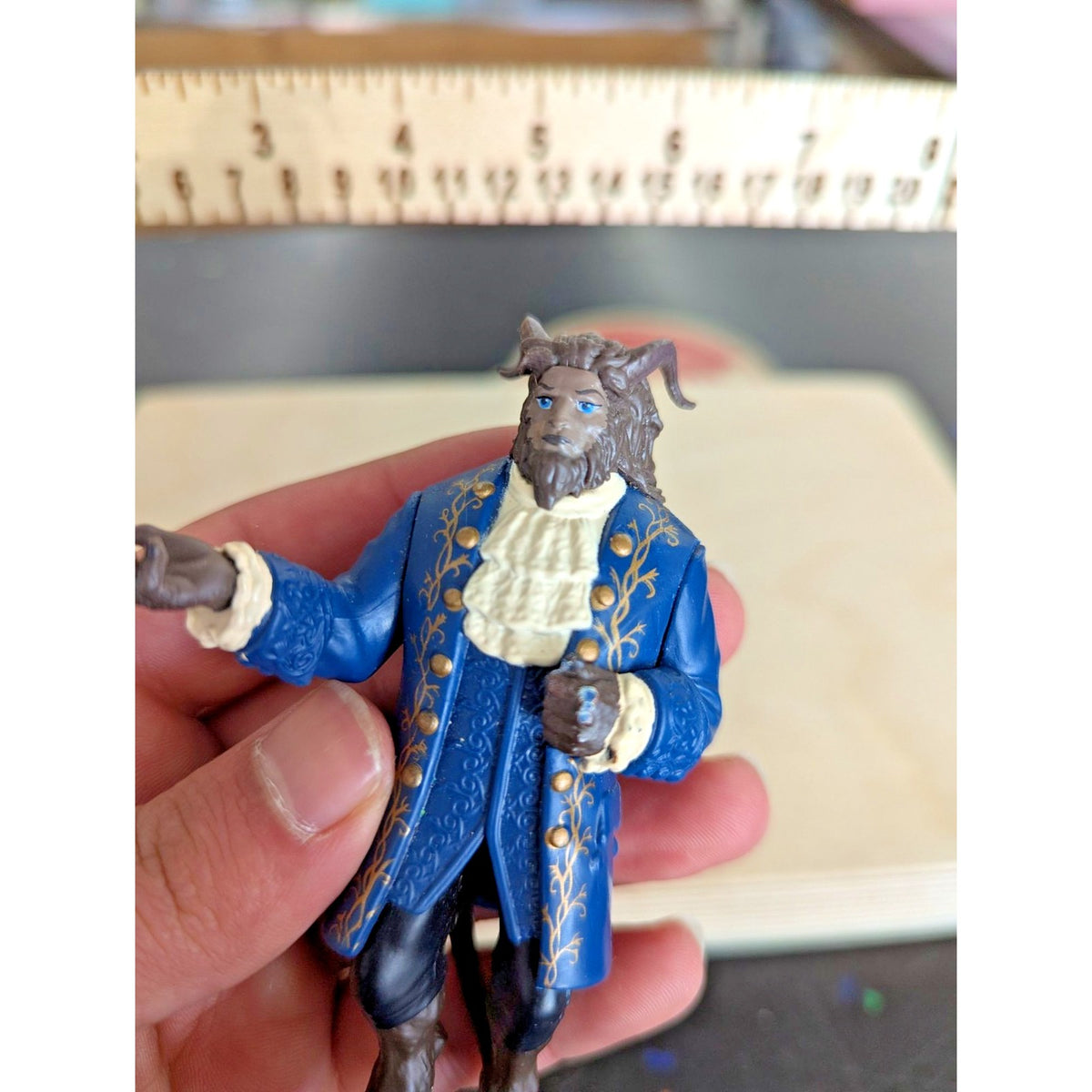 Beauty & The Beast Beast Figurine 4" Tall Collectible Toy With Blue Coat & Gold