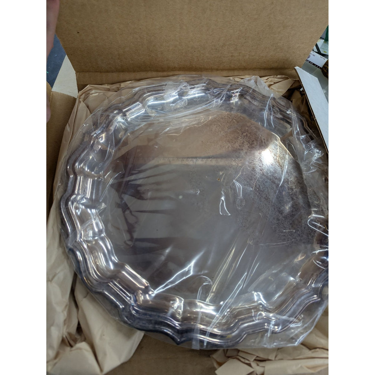 Kent Silversmiths Chippendale Fine Silverplate Serving Tray In Original Box