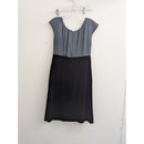 AB Studio Womens Cap Sleeve Sheath Dress Size 12 Gray & Black Two-Tone Polyester
