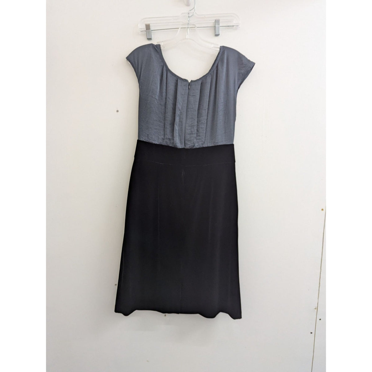 AB Studio Womens Cap Sleeve Sheath Dress Size 12 Gray & Black Two-Tone Polyester