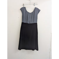 AB Studio Womens Cap Sleeve Sheath Dress Size 12 Gray & Black Two-Tone Polyester