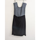 AB Studio Womens Cap Sleeve Sheath Dress Size 12 Gray & Black Two-Tone Polyester
