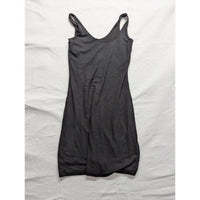 Black Ribbed Bodycon Dress With Button Accent S
