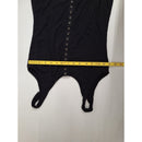 Black Ribbed Bodycon Dress With Button Accent S